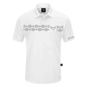 Lost Calf Men's Aztec Polo White Short Sleeve T-Shirt Tee