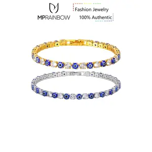 MP Couples Devil's Eye Tennis Bracelet ,18K Gold Plated Zircon Diamond Charms ,Non Tarnish Jewelry Copper Hand Chain Luxury Fashion Accessories for Men Women valentine gift Chunky popular Rhinestone Bracelet Matching Mother-Son Set elegant daughter Love