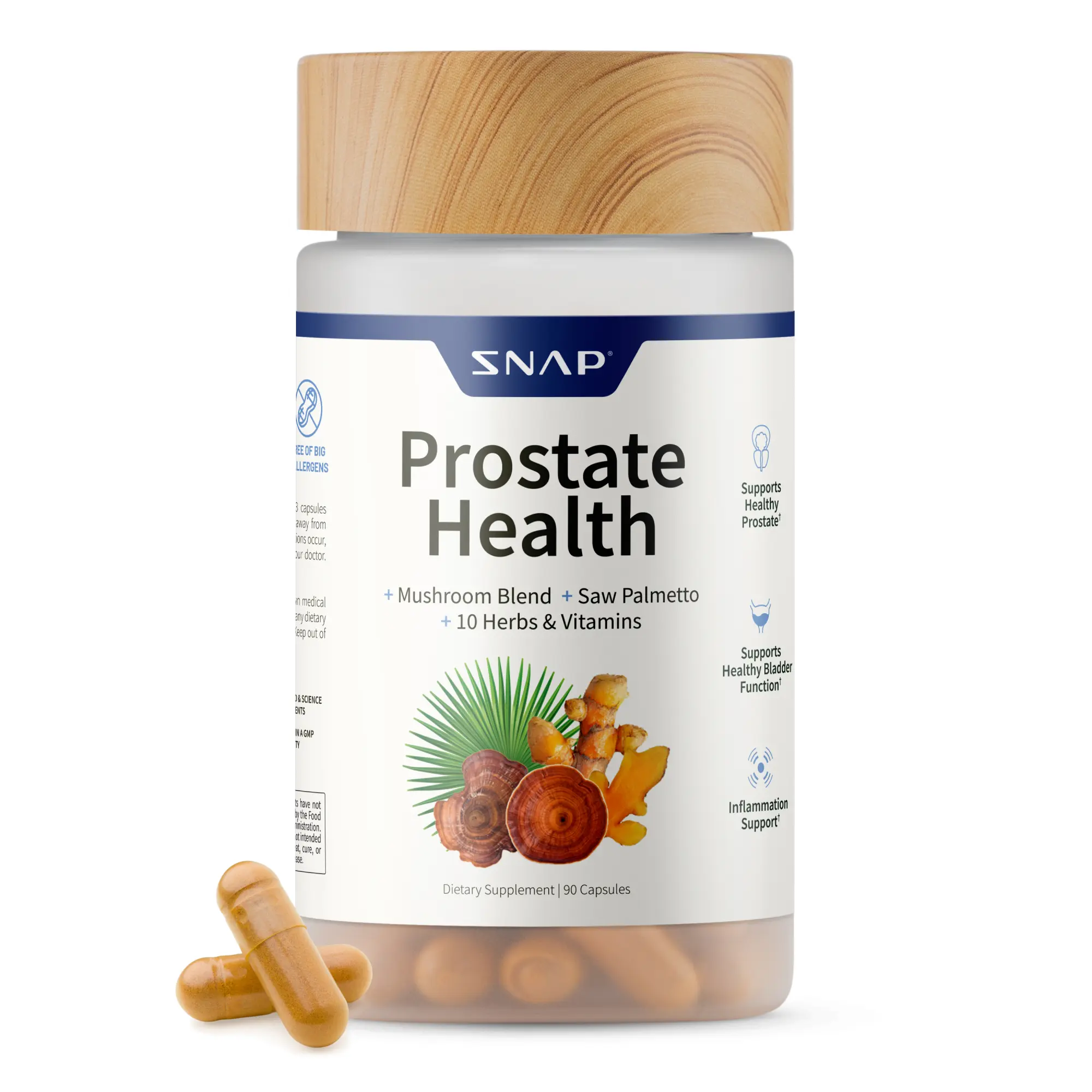 Snap Supplements - Natural Prostate Supplement for Men - Saw Palmetto Extract & Turmeric - Urinary Tract Health - 3rd party tested