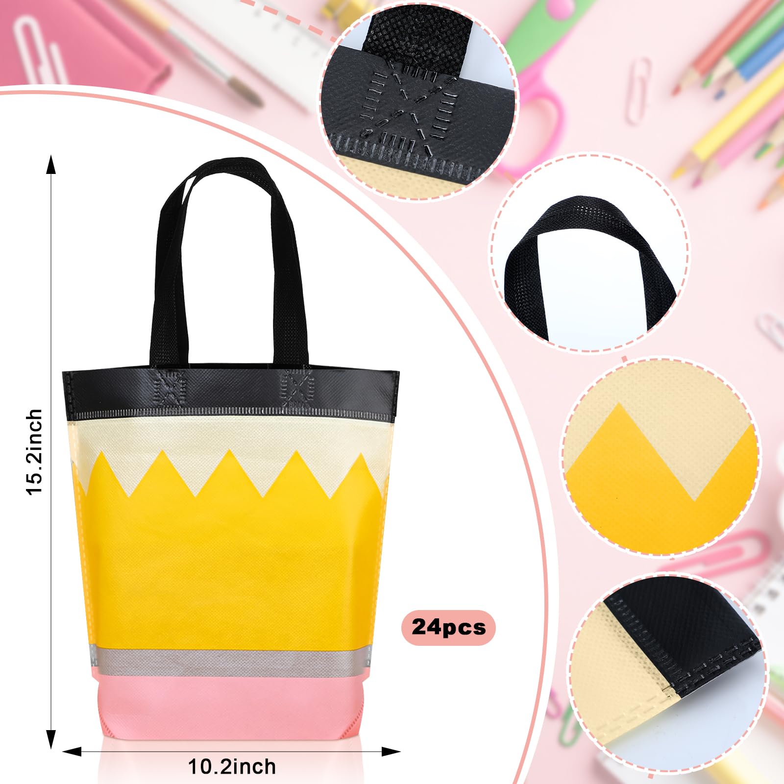 Graduation Goodie Bags Pencil Gift Bags Non Woven Crayon Handbags Crayon Bags Party Favors Bag for Student Teacher Christian,Birthday Thanksgiving Back to School Welcome First Day of School Graduation Gift,Classroom Gift Exchange