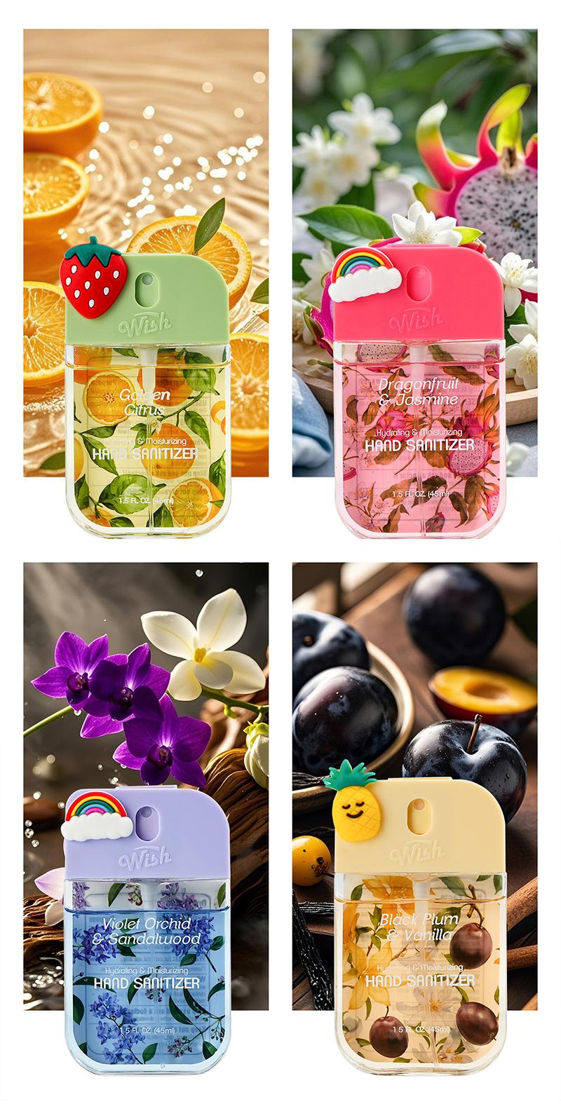 Wish Gift Box Set Power Mist Hydrating Hand Sanitizer Spray 1.5 fl oz Cute Portable Travel Size DIY Gift for Children Aroma Hygiene Products