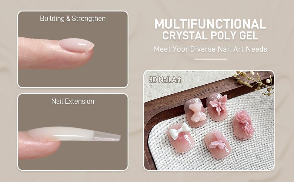 GAOY Watery Crystal Poly Gel for Nail Extensions, 30g Nail Builder Gel, Thin Viscosity, Easy Application & High Hardness Holiday Gift Pick, Milky White 01