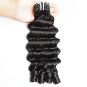 Msgem Hair Loose Deep Wave Bundles 100% Human Hair Weave 1 Bundle Real Human Hair Extensions 16A Loose Deep Wave With Spiral End Curly Human Hair Bundles for Women Natural Black #SummerWins#DealsForYouDays#tiktokshopdealsforyoudays
