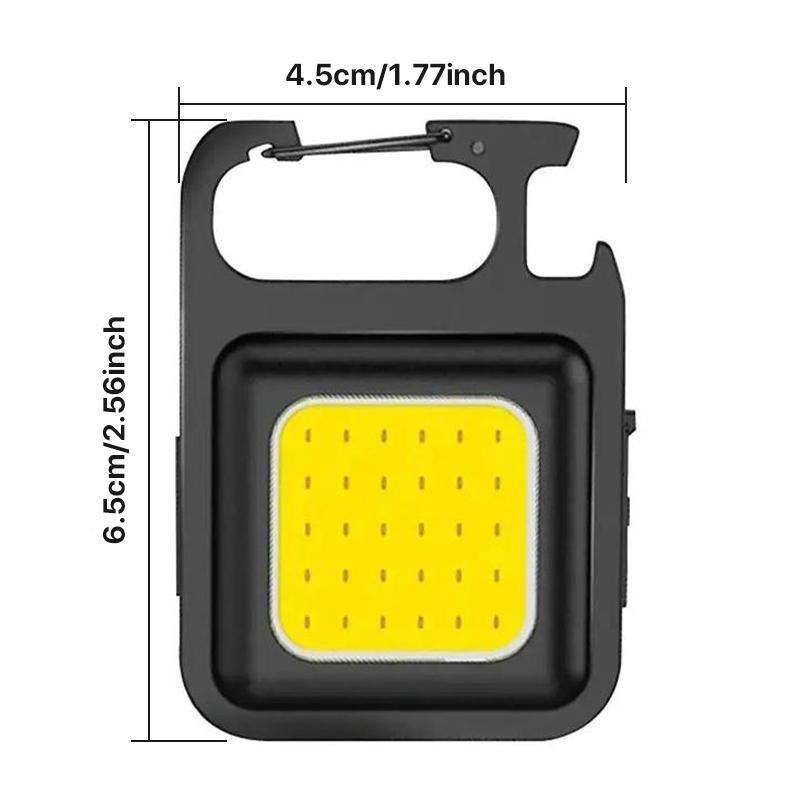 HYPERLITE 2-Pack Mini COB LED Flashlight – USB Rechargeable Keychain Light with Bottle Opener, Foldable Waterproof Design, Compact Handheld Work Light for Camping, Hiking, Emergencies, and Car Repairs，Jumpstart newyear