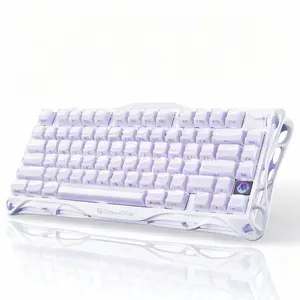 GravaStar Mercury K1 -  Lavender Purple 75% Purple Wireless Creamy Keyboard, Aluminum Alloy Exoskeleton Design Mechanical Gaming Keyboard, Creamy Keyboard, Gasket Hot-Swap Socket, Linear Switches, RGB Backlit