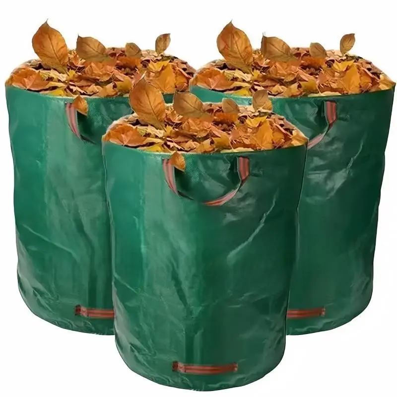72gal Polypropylene Reusable Garden Leaf Bags (3 Sets) - Thick, Waterproof Fabric Bags with 4 Reinforced Handles, Upright-Placeable for Grass Clippings, Leaf Bag