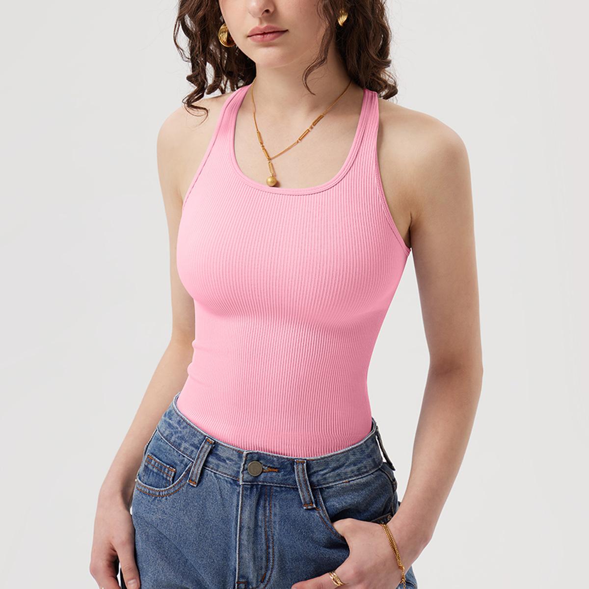 OQQ Women's 3 Piece Sexy Sleeveless Square Neck Bodysuits Ribbed Racerback Comfort Basic Slim Stretchy Bodysuits Womenswear Underwear Lady Minimalist Jeans Tank Tops Soft Everyday SpringStatements