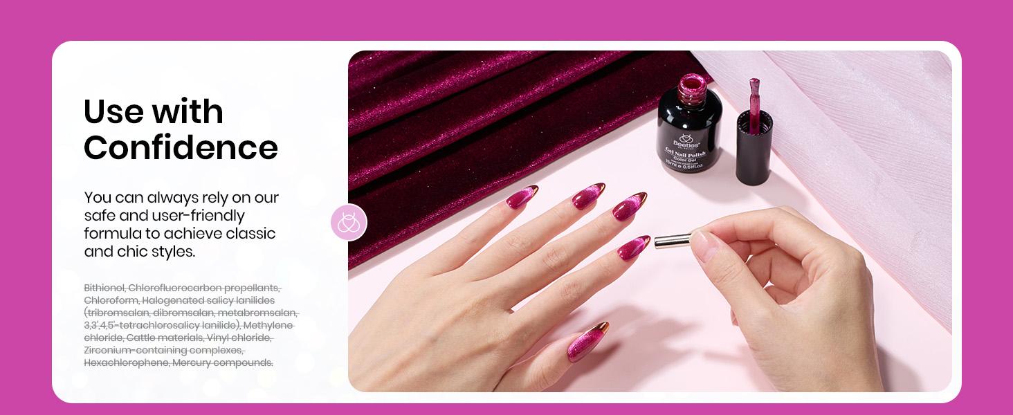 Beetles Cat Eye Gel Polish, 15ML Cat Eye Glitter Gel Polish with Magnet Soak Off UV Shimmer Velvet Gel  French Nail Art Manicure Gifts for Women