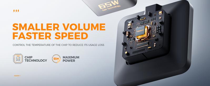 Tessan Desk Charging Station for Multiple Devices, 65W Ex-Fast Charging, 6 Port GaN USB Fast Charger Tower, Type C Desktop Charger Hub