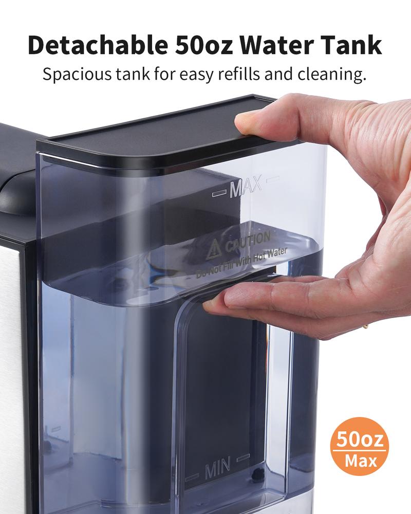 Hot & Iced Coffee Maker, Single Serve Coffee Maker for K Cup and Grounds, 6-14 Oz Brew Sizes, 50 Oz Removable Water Tank, One Cup Coffee Machine