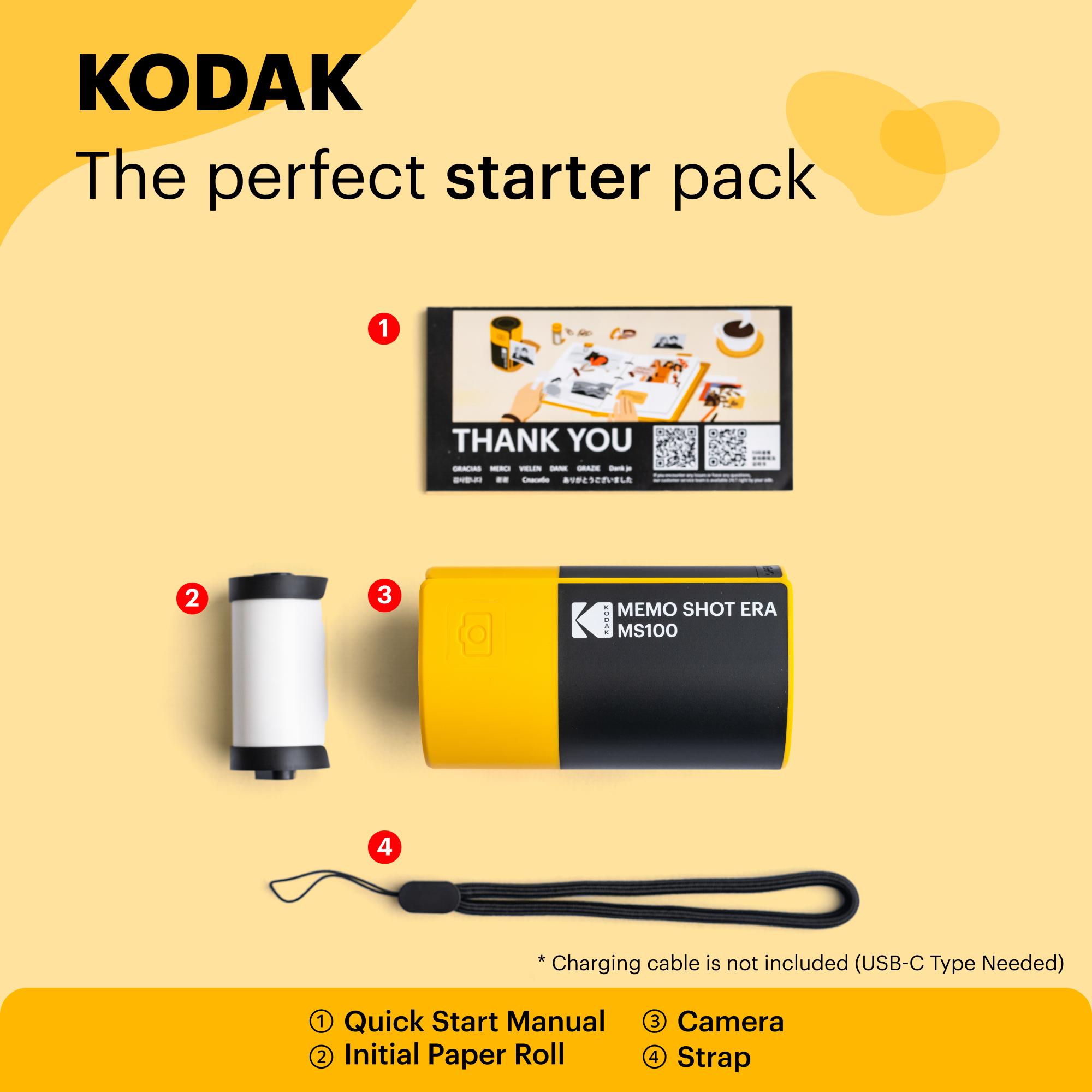 KODAK Memo Shot ERA 2-in-1 Instant Digital Camera and Label Printer  (1.8x2.7)(Camera + 1 Roll Paper) Portable Retro
