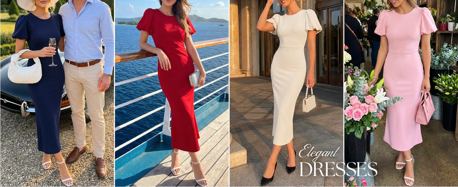 ZESICA Women's Summer Short Sleeve Bodycon Midi Dress 2026 Spring Elegant Formal Wedding Guest Cocktail Party Dresses ZESICA Women's Summer Short Sleeve Bodycon Midi Dress 2026 Spring Elegant Formal Wedding Guest Cocktail Party Dresses