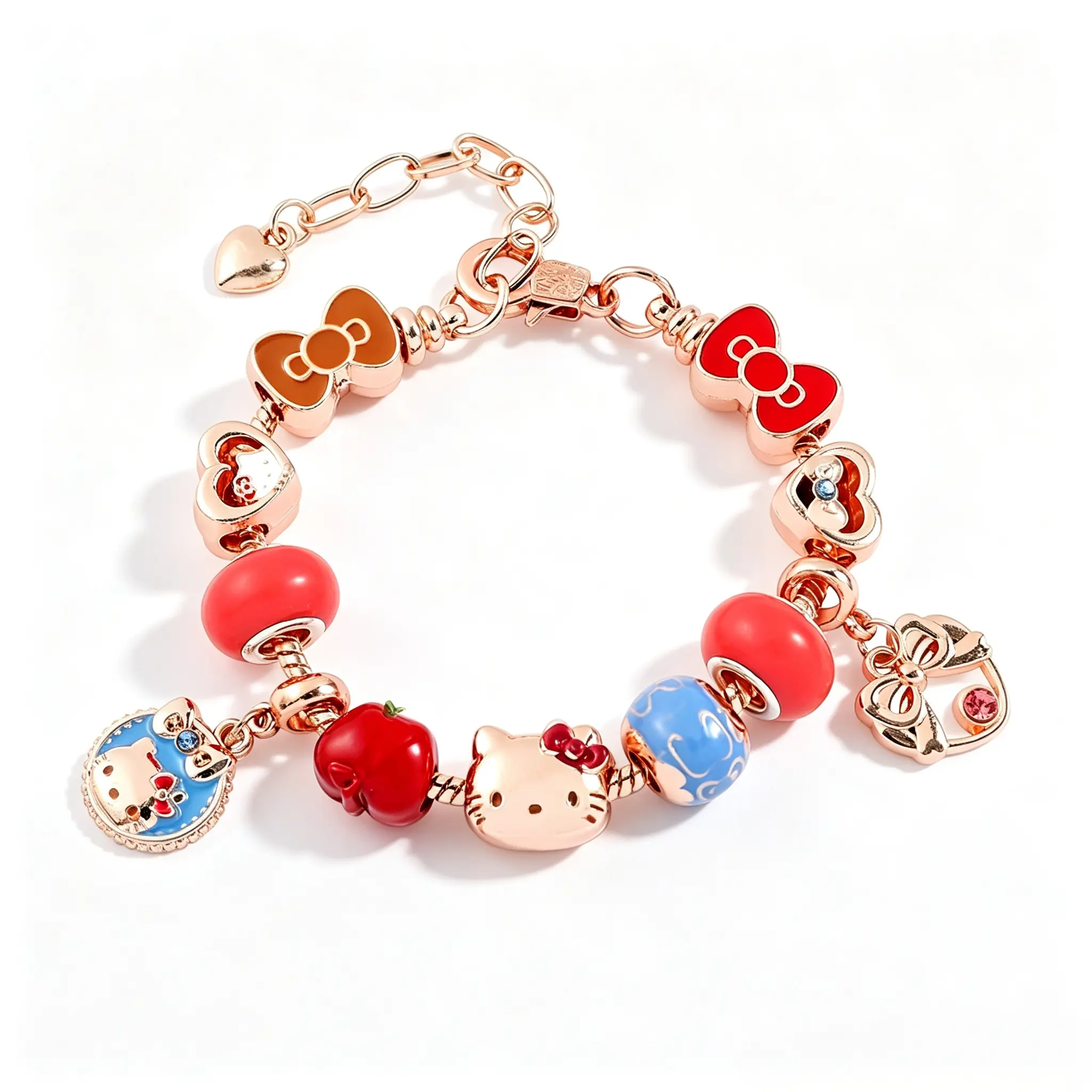 Sanrio Hello Kitty Charm Bracelet, Delightful Cartoon Bead Bangle, Dainty Wrist Piece For Animation Enthusiasts Casual Outfits