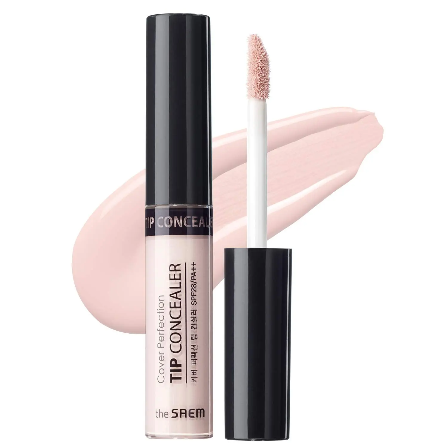 [The SAEM] Cover Perfection Tip Concealer 6.5G # Brightener - Radiant Highlighter, Corrects & Brightens, Discoloration & Dark Circles, Bright Pink