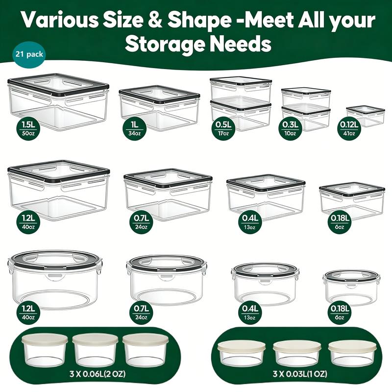 40/42/50/52 pcs Large Airtight Food Storage Containers & lids Reusable Leak-Proof Stackable BPA-Free Snacbox Containers, Kitchen, Utensils