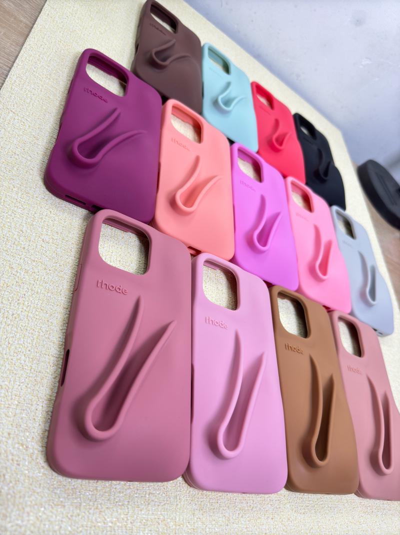 Rhode Lip Gloss Silicone Case for Apple iPhone 11-17 Series - Shockproof Anti-Scratch Fashionable Protection in Pink Yellow Red Green Blue Black Silver-Gray Orange