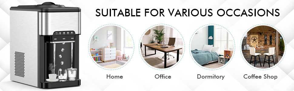 COSTWAY Countertop Water Cooler Dispenser with Ice Maker, 3 in 1 Top-Loading Hot & Cold Water Dispenser 5 Gallon, 48 LBS Daily-Ice, Portable Ice Cube Makers Machine for Home Kitchen Office Bar COSTWAY Countertop Water Cooler Dispenser with Ice Maker, 3 in 1 Top-Loading Hot & Cold Water Dispenser 5 Gallon, 48 LBS Daily-Ice, Portable Ice Cube Makers Machine for Home Kitchen Office Bar