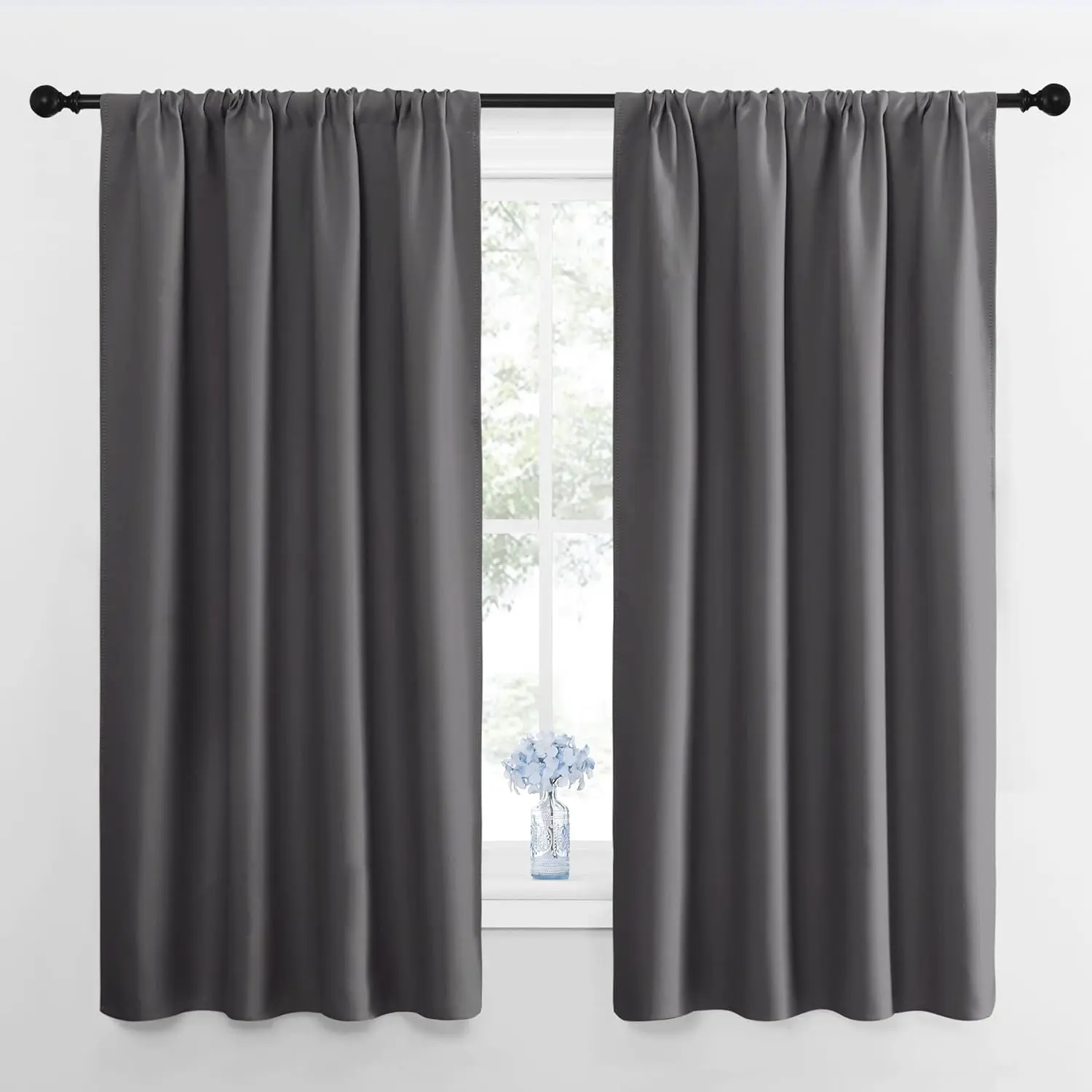 NICETOWN Room Darkening Blackout Curtain Panels, Thermal Insulated Rod Pocket Window Drapes for Bedroom, Living Room (2 Panels), Room Darkening Curtains