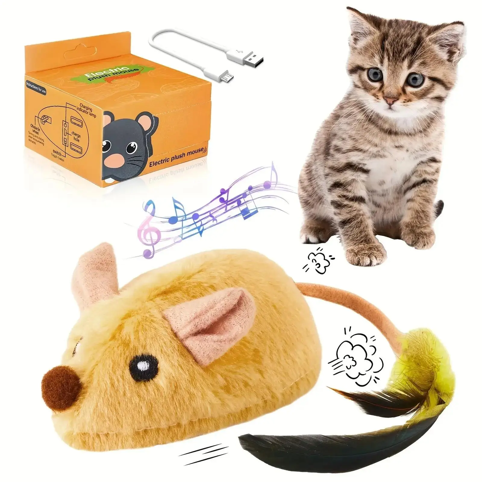 Remote Control Mouse Cat Toy, Realistic RC Interactive Pet Toy with Wireless Controller, Forward and Backward Movement, Gray Plush Electronic Mouse for Cats and Dogs, Funny Pet Teaser for Indoor Cats
