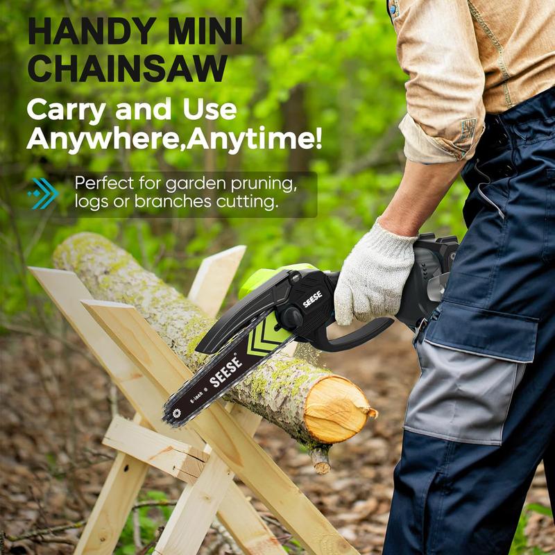 SEESE Brushless Mini ChainSaw - Portable Electric Cordless Saw for Wood Cutting, Batteries (2000mAh) ,Pruning, Gardening, Camping - Suitable for Seniors, Women Holiday gifts SEESE Brushless Mini ChainSaw - Portable Electric Cordless Saw for Wood Cutting, Batteries (2000mAh) ,Pruning, Gardening, Camping - Suitable for Seniors, Women Holiday gifts