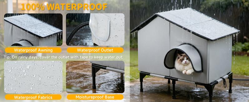Heated Outdoor Cat House 100% Weatherproof Cat Shelter for Winter, Durable and Warm Cat Houses for Outdoor Cats, Ideal for Feral, Stray, and Barn Cats