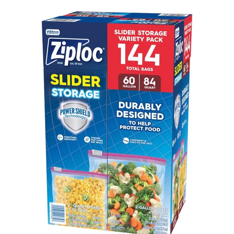 Ziploc Storage Bags, 144-Count Assortment of Gal and Qt Sizes