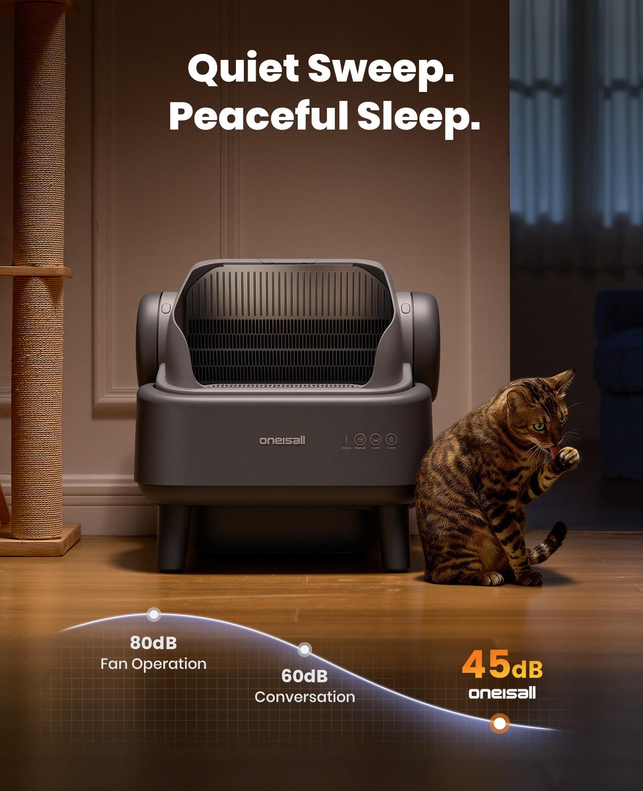 Oneisall Automatic Self-Cleaning Cat Litter Box | APP Control,  11L Large Waste Drawer, 14 Days Scoop-Free, Easy to clean, Easy to disassemble, Weight & Safety Sensors, Ultra-Quiet, Leak-Proof, Safety Sensors and Large Open Top,For Medium Cats & Kittens