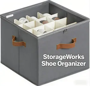 Foldable Shoe Storage Cubby Container with Dustproof Clear Lid, Adjustable Divider Shoe Organizer for Closet & Entryway.storage & organization
