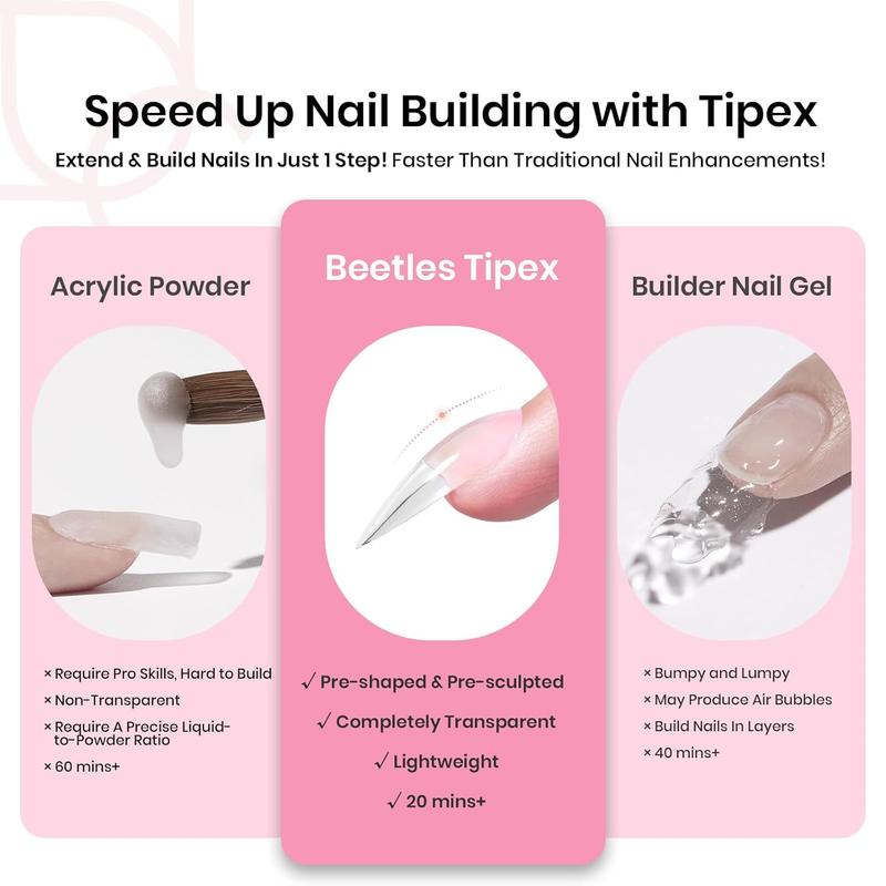 Beetles Tipex Instant Apex Nail Extension Tips Kit Coffin/Stilettol Shape Thick Acrylic Nail Flat Nails Manicure Gel press ons Nail Art DIY Nails Art #TikTokShopBacktoSchool