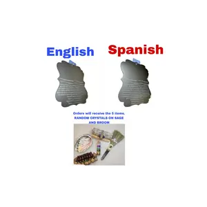 Palo Santo + Sage Smudge Kit + Manifestation Mirror with – 6 Spiritual Healing Tools with Chakra Crystal Bottle, Energy Broom, Abalone Shell & Nut Shell Bracelet – Cleansing Gift Set for Meditation, Reiki & Yoga