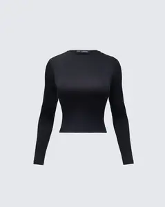 Vivi Black Jersey Long Sleeve Top