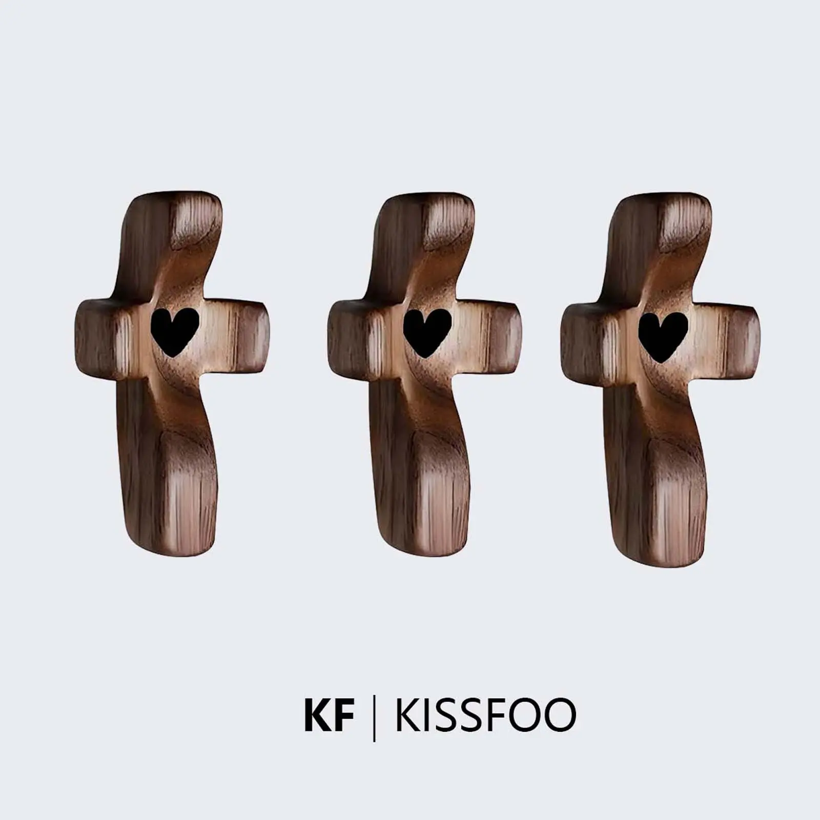 KISSFOO Three-piece Black Walnut Wood Cross  Set Faith Inspired Desk Decor Anxiety Relief