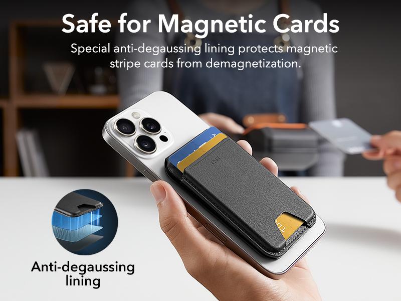 ESR Upgraded for MagSafe Wallet, 3/5 Card Holder, RFID Blocking, Magnetic Wallet for iPhone with Adjustable Stand, Slim for iPhone 17/16/15/14/13/12 Series, Not for Mini, Vegan Leathe