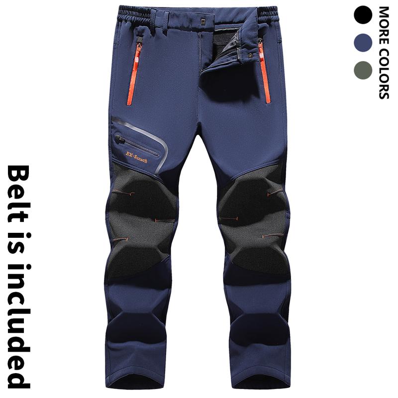 Men's Winter Ski Rainproof Pants, Multi-Pocket Outdoor Work Pants, Autumn Cool Casual Trousers with Free Belt, Men's Outdoor Waterproof Windproof Harem Pants, Versatile All-Season Activities Trousers, Men's Clothing Collection