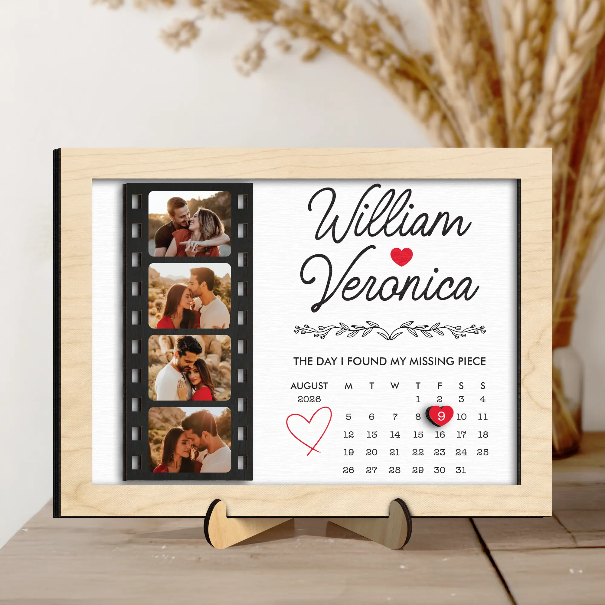 Personalized Couple Photo Frame, The Day I Found My Missing Piece, Photo Strip Wedding Anniversary Birthday Gift, Couple Gift, Anniversary Gifts for Him, Wedding Stuff