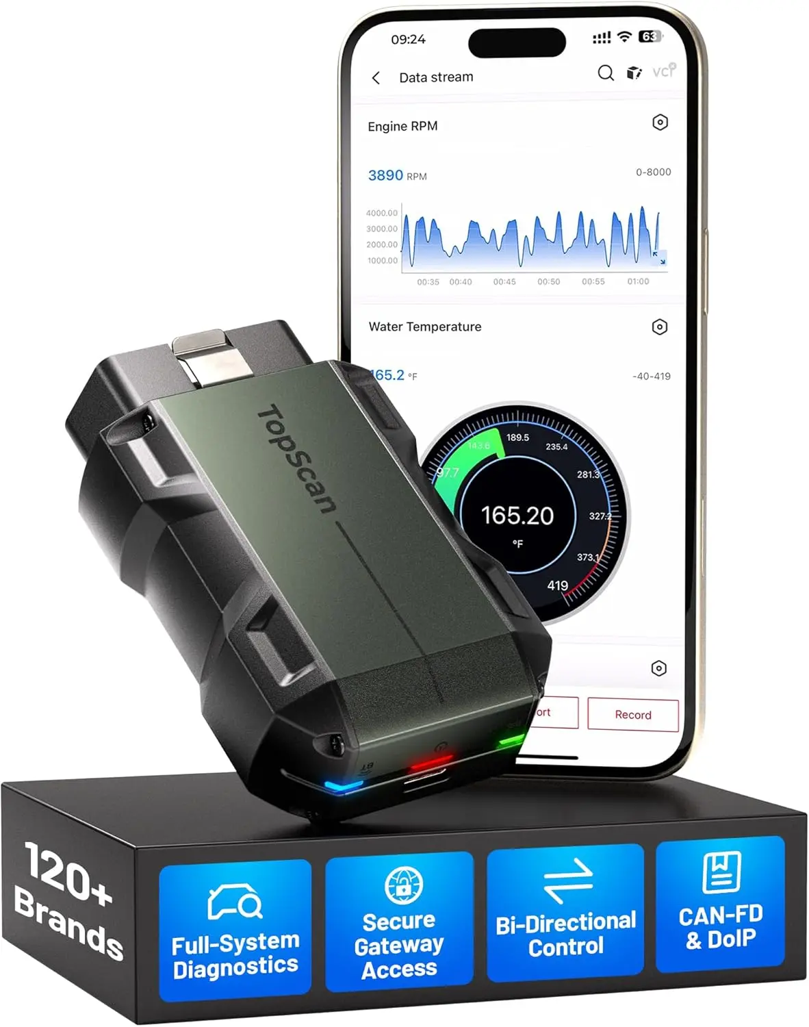 TOPDON Topscan Master Smart Diagnostic Scanner - Bluetooth 2026 Wireless Bidirectional Tool, Vehicle Diagnostic Tester for iOS & Android, 30+ Maintenance Functions, FCA AutoAuth, CAN-FD/DoIP Enhanced OBD2 Code Reader, 120+ Brand Coverage, 45 Languages