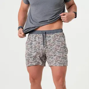Athletic Short - Classic Deer Camo - Grey Liner Polyester Hawaiian Short Menswear
