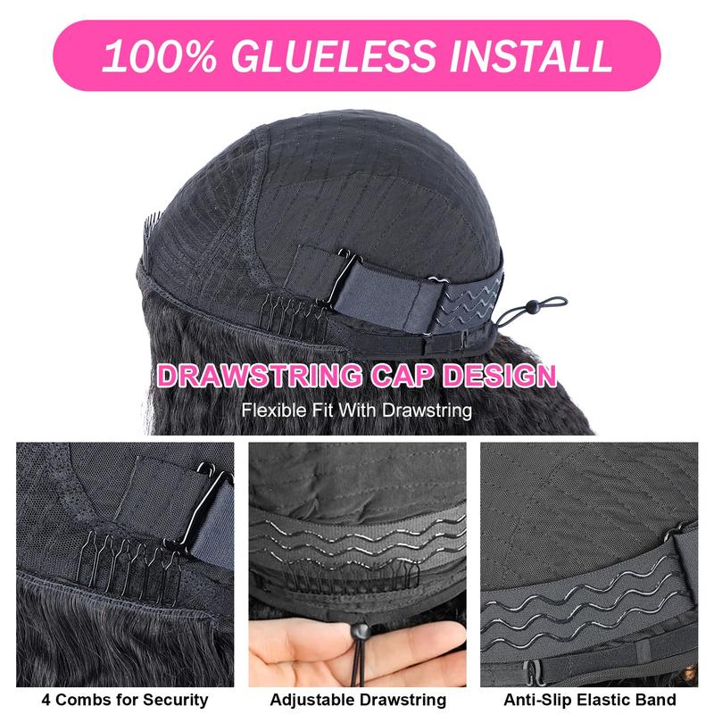 [New In] Bling Hair 13x6 Glueless Wigs Easy To Wear Deep Wave 13x4 Invisible Elastic Drawstring Wig Human Hair 180 Density Pre Plucked Hairline Pre Cut Frontal Wig For Black Women