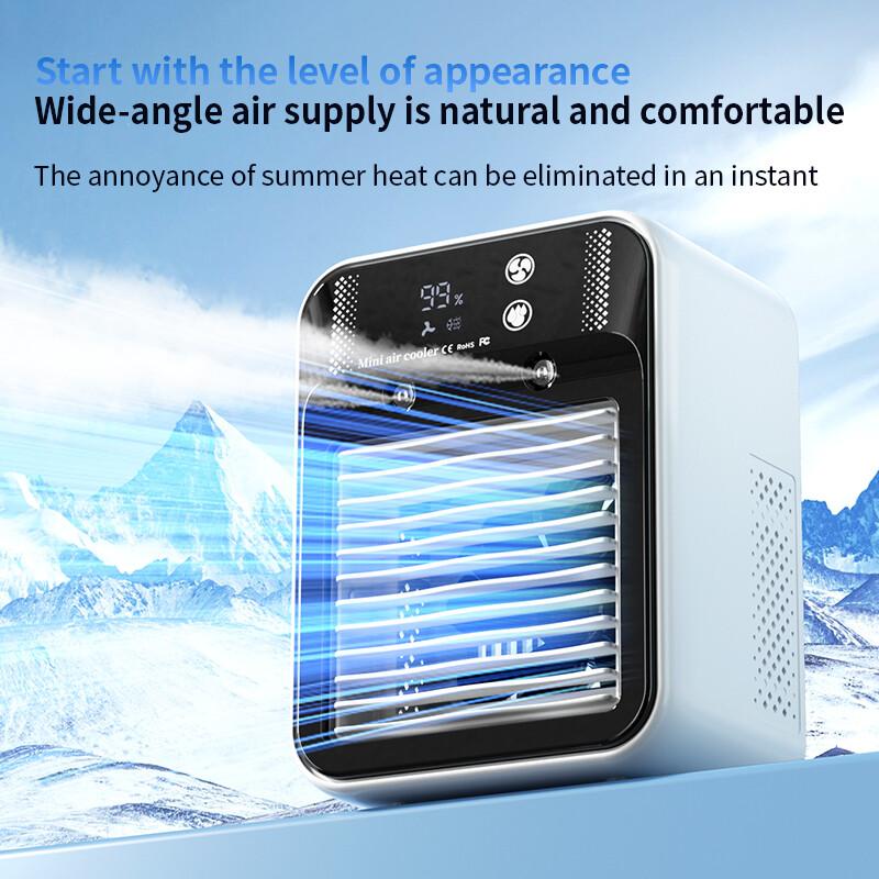 Energy Saving Portable Air Cooler Eco Friendly Evaporative Cooling Technology USB Powered 3 in 1 Air Conditioner Fan with Humidifier for Small Spaces Adjustable Cable