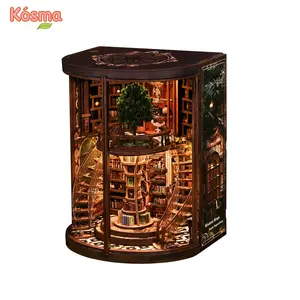 【Wisdom Tree Book Repository】Kosma DIY Kit for Adults Wooden Book Nook Builds Tiny House Home Vintage Abstract Renaissance Style DIY Hut Hand-Assembled Toy House ,Gift【Wisdom Tree Book Repository】