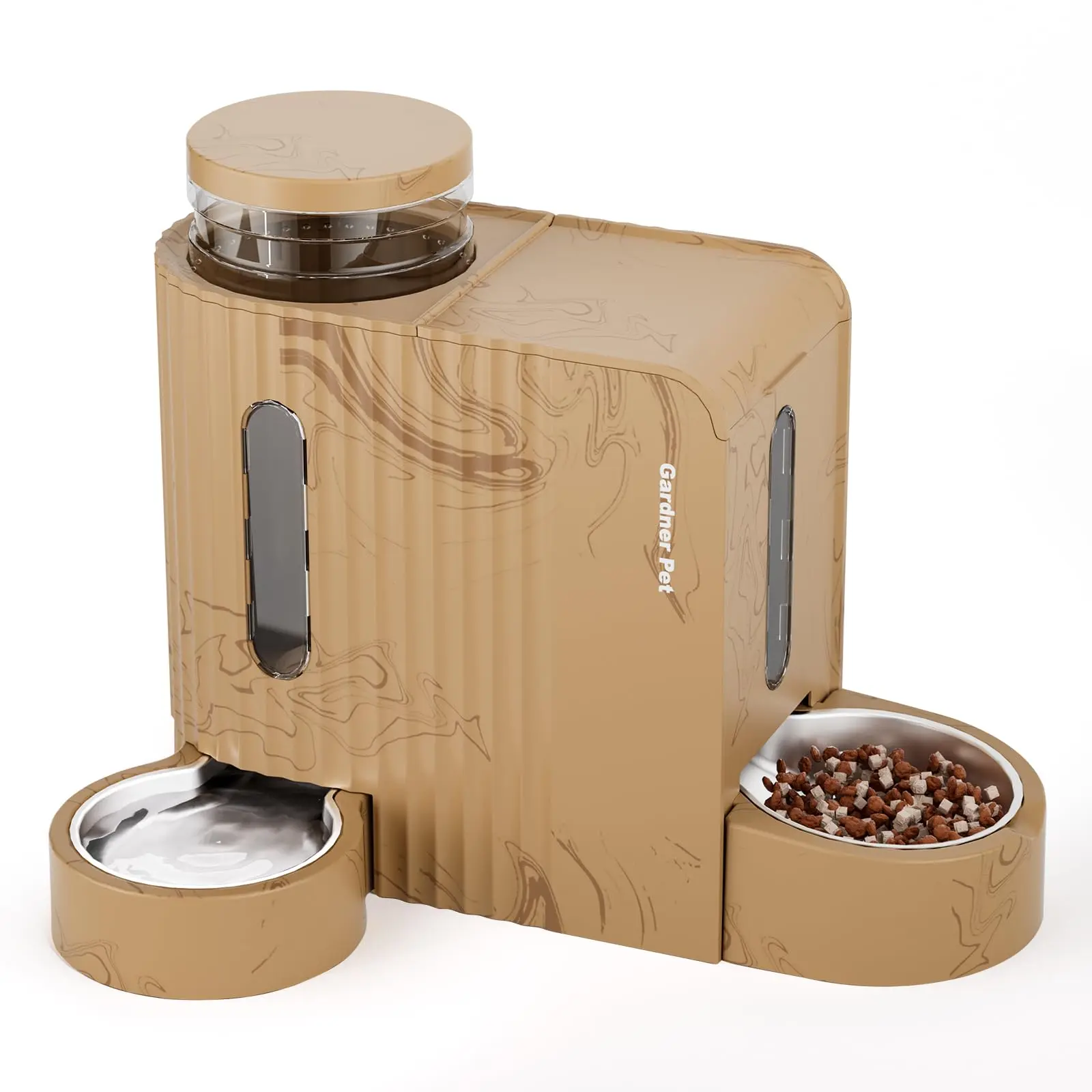 Gardner Pet Gravity-Fed 2-in-1 Auto-Feed Feeder, Hands-Free Pet Feeding Supply for Dogs & Cats, Single Unit