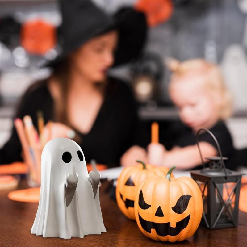 MUNBYN  Halloween Ghost Figurine ornaments- Spooky Resin Ghost Statue, Cute Ghost Decor for Halloween Decorations, Porch and Indoor Spooky Home Decor