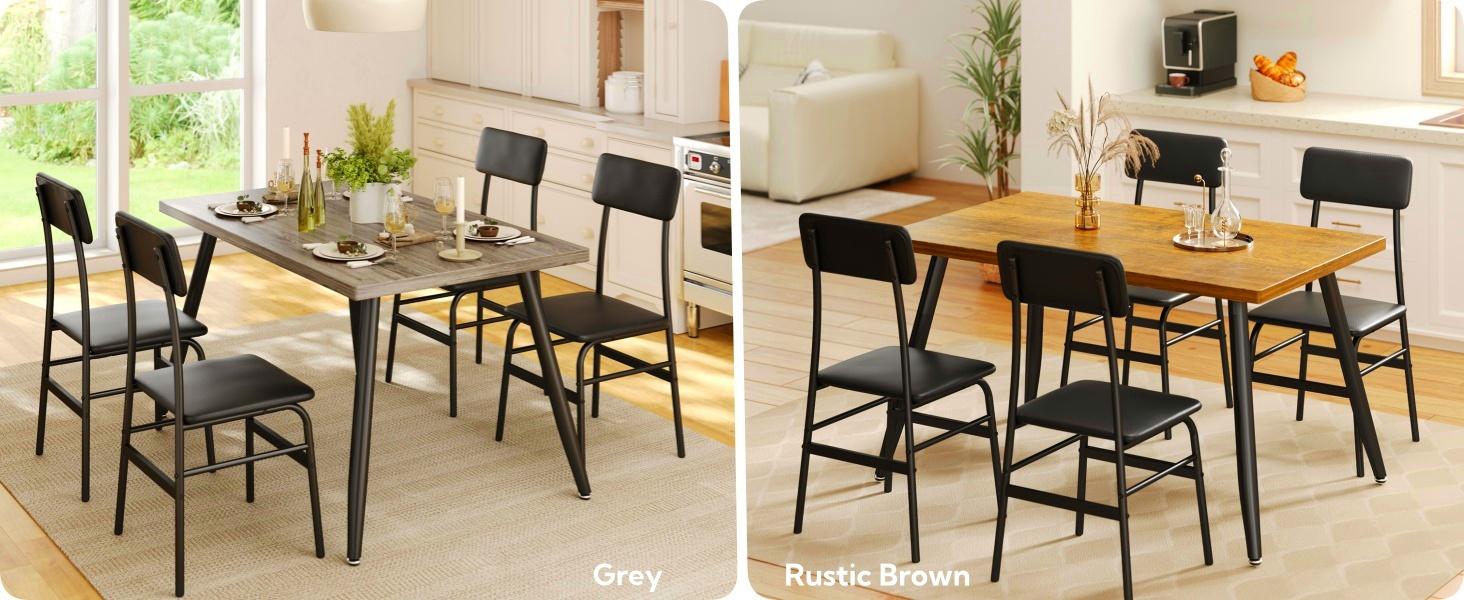 Gizoon 5 Piece Dining Table Set for 4, Modern Metal & Wood Kitchen Dinner Table with 4 Chairs, Space-Saving Dining Room Furniture Table & Chair Sets for Small Spaces & Apartment, Rustic Brown Gizoon 5 Piece Dining Table Set for 4, Modern Metal & Wood Kitchen Dinner Table with 4 Chairs, Space-Saving Dining Room Furniture Table & Chair Sets for Small Spaces & Apartment, Rustic Brown
