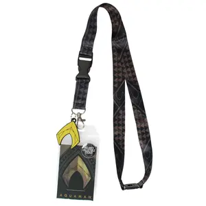 Justice League DC Comics Aquaman Lanyard ID Holder Badge With Collectible Sticker And Rubber Pendant