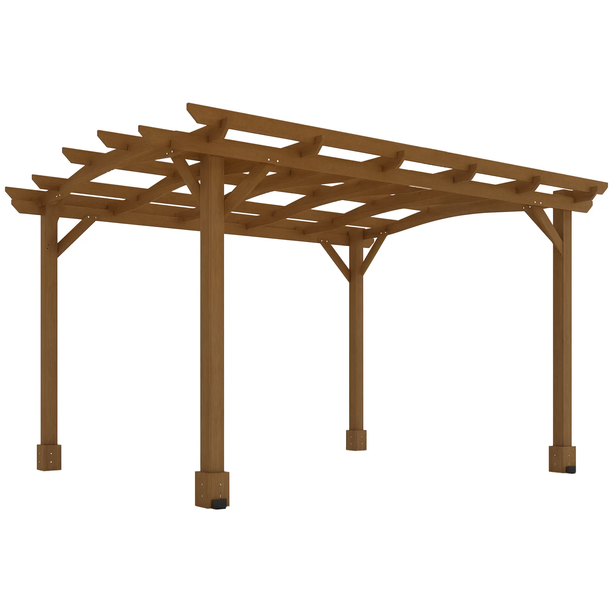 Outsunny 10'x12' Dark Brown Sturdy Outdoor Wood Pergola - Elegantly Arched Roof, Climbing Plant Support, Concrete Anchors, Sun Protection, All-Season Use for Patio, Garden