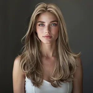 Lainey -NEW COLOR DWY 13×4 Free Parting Hand -Tied Top Middle Length Light Brown with Highlights  Glueless Synthetic Wig for Women 18 Inches