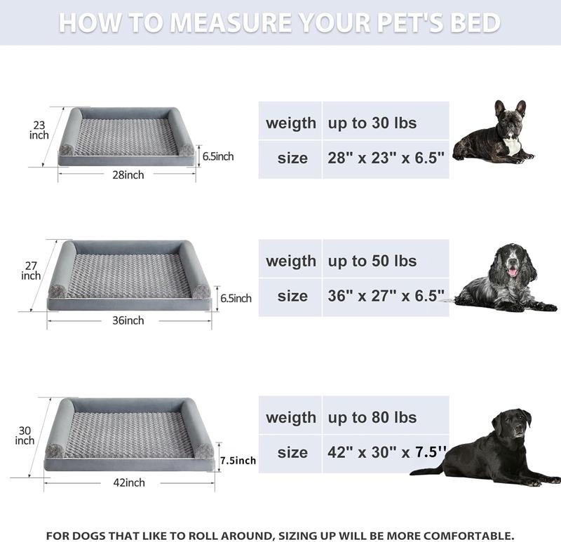 XXXL Extra Large Calming Dog Bed Orthopedic Memory Foam Sofa Bed for Small Medium Large & Extra Large Dogs Waterproof Removable Plush Cover 42 x 30 x 6.5 Inches