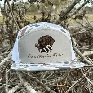 Antler Camo Trucker Hat | Hunting Style Snapback Cap | Embroidered Deer Antler Flat Bill Hat