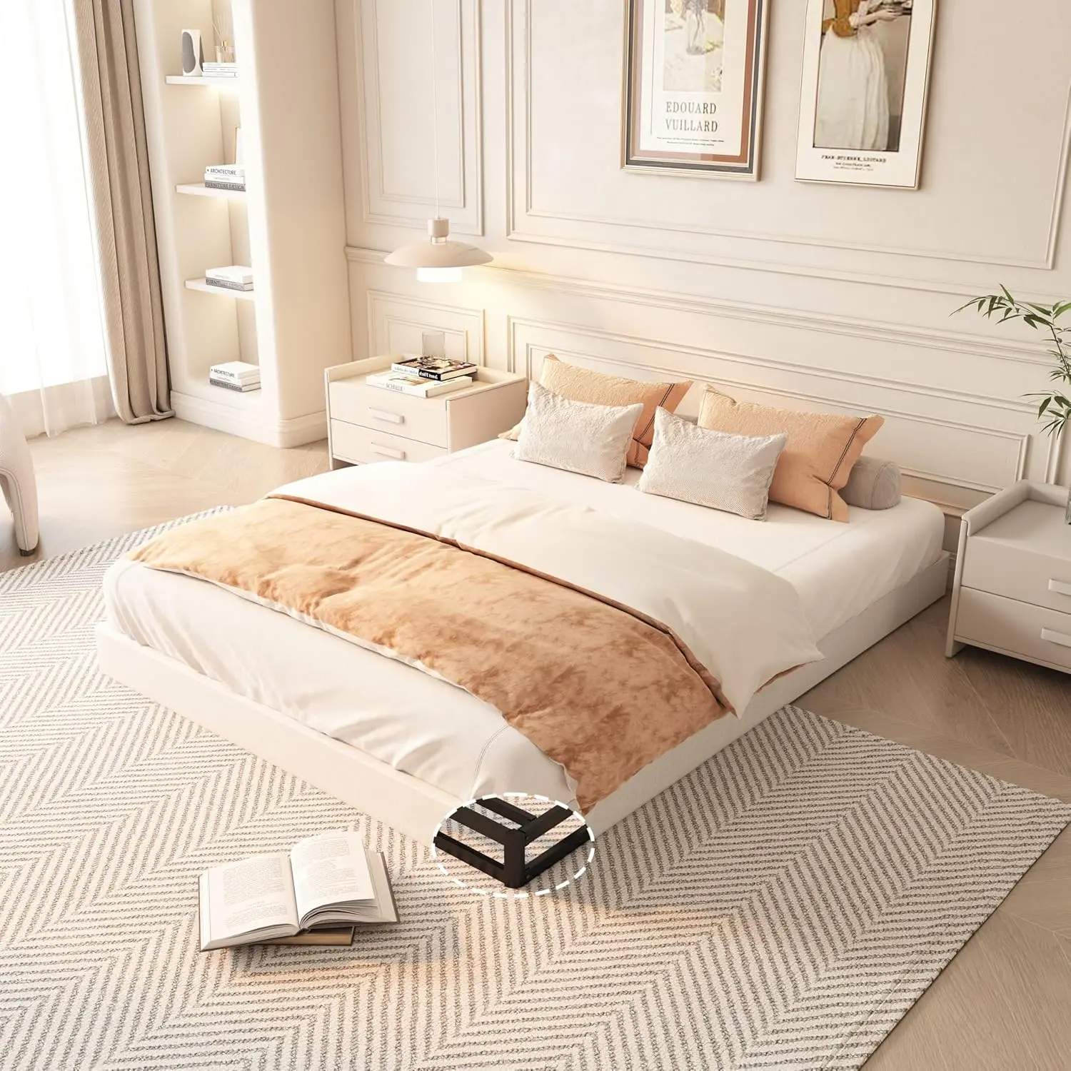 Queen Size Box Spring - 7 in Low-Profile Metal Mattress Foundation with Fabric Cover, Heavy-Duty, Easy Assembly, Noise-Free