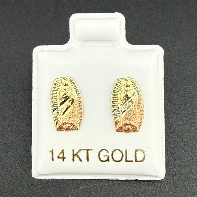 14k gold Virgin Mary 3 golds earrings